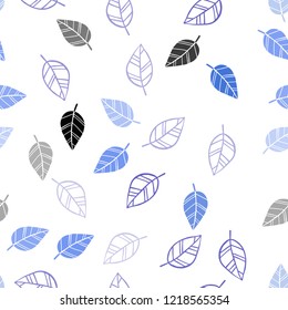 Light BLUE vector seamless abstract backdrop with leaves. An elegant bright illustration with leaves in Natural style. Pattern for design of fabric, wallpapers.
