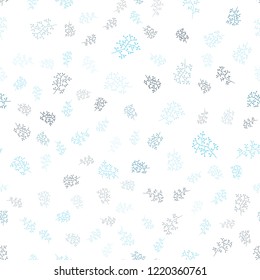 Light BLUE vector seamless abstract background with leaves, branches. An elegant bright illustration with leaves and branches. Design for textile, fabric, wallpapers.