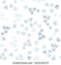 Light BLUE vector seamless abstract pattern with leaves. Blurred decorative design in Indian style with leaves. Trendy design for wallpaper, fabric makers.