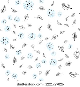 Light BLUE vector seamless abstract design with leaves, flowers. Glitter abstract illustration with leaves and flowers. Design for textile, fabric, wallpapers.