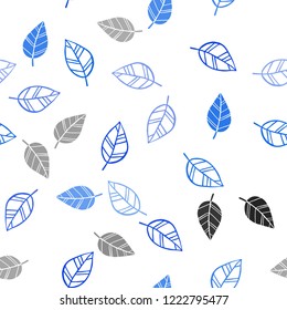 Light BLUE vector seamless abstract design with leaves. Shining colored illustration with leaves in doodle style. Pattern for design of window blinds, curtains.