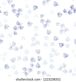 Light BLUE vector seamless abstract design with leaves. Blurred decorative design in Indian style with leaves. Pattern for trendy fabric, wallpapers.