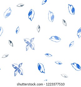 Light BLUE vector seamless abstract design with leaves. An elegant bright illustration with leaves in Natural style. Pattern for trendy fabric, wallpapers.