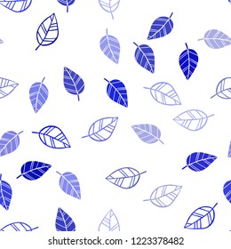 Light BLUE vector seamless abstract backdrop with leaves. Brand new colored illustration in blurry style with leaves. Trendy design for wallpaper, fabric makers.