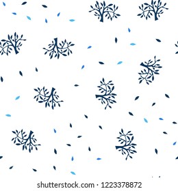 Light BLUE vector seamless abstract backdrop with leaves, branches. Illustration with doodles on abstract template. Pattern for trendy fabric, wallpapers.