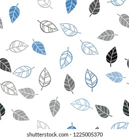 Light BLUE vector seamless abstract pattern with leaves. Decorative illustration with doodles on abstract template. Pattern for design of fabric, wallpapers.