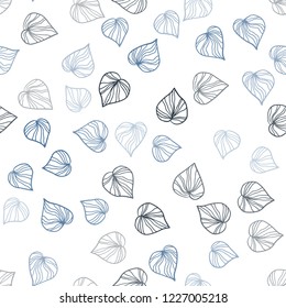 Light BLUE vector seamless abstract pattern with leaves. An elegant bright illustration with leaves in Natural style. Design for textile, fabric, wallpapers.