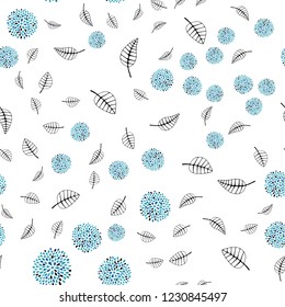 Light BLUE vector seamless abstract background with leaves, flowers. Brand new colored illustration with leaves and flowers. Design for textile, fabric, wallpapers.