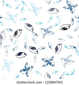 Light BLUE vector seamless abstract pattern with leaves. Creative illustration in blurred style with leaves. Pattern for design of window blinds, curtains.