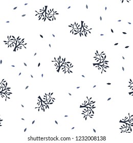 Light BLUE vector seamless abstract backdrop with leaves, branches. Creative illustration in blurred style with leaves, branches. Design for textile, fabric, wallpapers.