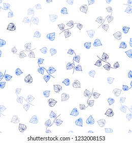 Light BLUE vector seamless abstract design with leaves. Brand new colored illustration in blurry style with leaves. Pattern for design of window blinds, curtains.