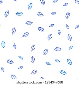 Light BLUE vector seamless abstract backdrop with leaves. Blurred decorative design in Indian style with leaves. Design for wallpaper, fabric makers.