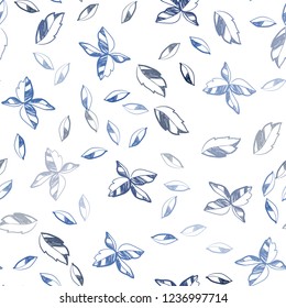 Light BLUE vector seamless abstract pattern with leaves. Blurred decorative design in Indian style with leaves. Pattern for design of window blinds, curtains.