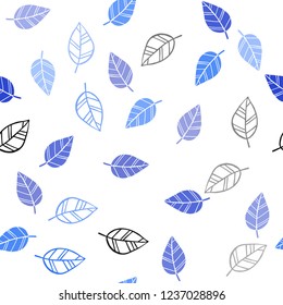 Light BLUE vector seamless abstract design with leaves. Colorful illustration in doodle style with leaves. Design for textile, fabric, wallpapers.