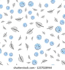 Light BLUE vector seamless abstract backdrop with leaves, flowers. Brand new colored illustration with leaves and flowers. Pattern for design of window blinds, curtains.