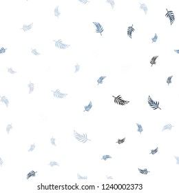 Light BLUE vector seamless abstract background with leaves. Sketchy doodles with leaves on blurred background. Template for business cards, websites.