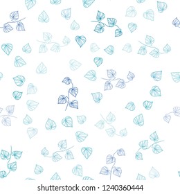 Light BLUE vector seamless abstract pattern with leaves. Colorful abstract illustration with leaves in doodle style. Pattern for design of fabric, wallpapers.