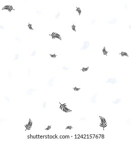 Light BLUE vector seamless abstract pattern with leaves. A vague abstract illustration with leaves in doodles style. Pattern for trendy fabric, wallpapers.