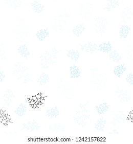 Light BLUE vector seamless abstract design with branches. Leaves, branches in natural style on white background. Template for business cards, websites.