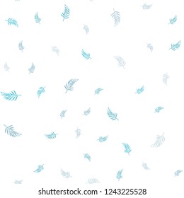 Light BLUE vector seamless abstract background with leaves. Glitter abstract illustration with doodles and leaves. Trendy design for wallpaper, fabric makers.