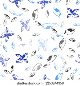Light BLUE vector seamless abstract design with leaves. Blurred decorative design in Indian style with leaves. Pattern for design of window blinds, curtains.