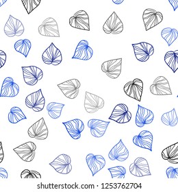 Light BLUE vector seamless abstract backdrop with leaves. Modern geometrical abstract illustration with leaves. Design for textile, fabric, wallpapers.