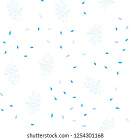 Light BLUE vector seamless abstract design with leaves, branches. Abstract illustration with leaves, branches in doodles style. Design for textile, fabric, wallpapers.