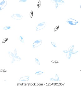 Light BLUE vector seamless abstract pattern with leaves. Brand new colored illustration in blurry style with leaves. Pattern for design of fabric, wallpapers.