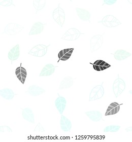 Light BLUE vector seamless abstract background with leaves. A vague abstract illustration with leaves in doodles style. Design for textile, fabric, wallpapers.