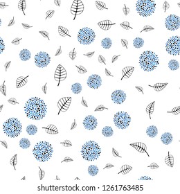 Light BLUE vector seamless abstract backdrop with leaves, flowers. Shining colorful illustration with leaves, flowers. Pattern for trendy fabric, wallpapers.