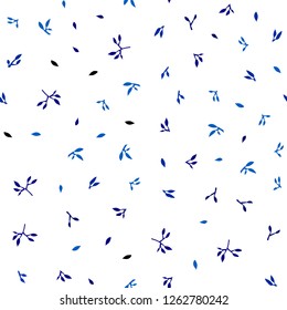 Light BLUE vector seamless abstract background with leaves. New colorful illustration in doodle style with leaves. Template for business cards, websites.