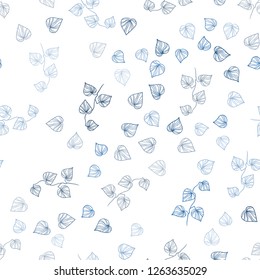Light BLUE vector seamless abstract background with leaves. Blurred decorative design in Indian style with leaves. Template for business cards, websites.