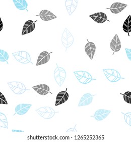 Light BLUE vector seamless abstract background with leaves. Shining colored illustration with leaves in doodle style. Trendy design for wallpaper, fabric makers.