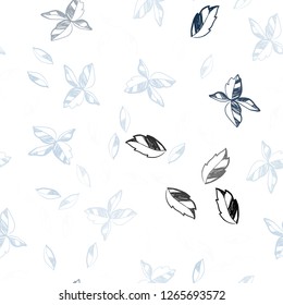 Light BLUE vector seamless abstract design with leaves. Decorative illustration with doodles on abstract template. Design for textile, fabric, wallpapers.