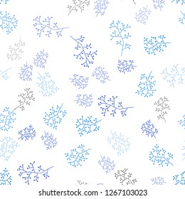 Light BLUE vector seamless abstract background with branches. Glitter abstract illustration with leaves and branches. Design for textile, fabric, wallpapers.