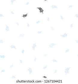 Light BLUE vector seamless abstract background with leaves. leaves on elegant natural pattern with gradient. Pattern for design of window blinds, curtains.