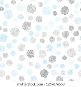 Light BLUE vector seamless abstract pattern with flowers. Colorful illustration in doodle style with flowers. Design for wallpaper, fabric makers.