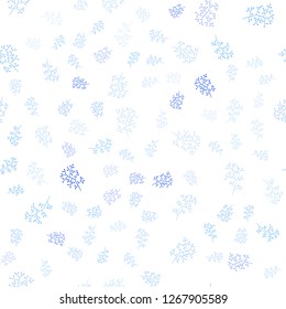 Light BLUE vector seamless abstract pattern with leaves, branches. Creative illustration in blurred style with leaves, branches. Pattern for design of window blinds, curtains.