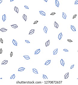 Light BLUE vector seamless abstract background with leaves. A vague abstract illustration with leaves in doodles style. Template for business cards, websites.