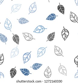 Light BLUE vector seamless abstract design with leaves. New colorful illustration in doodle style with leaves. Pattern for trendy fabric, wallpapers.