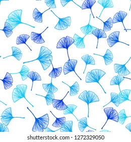 Light BLUE vector seamless abstract design with leaves. An elegant bright illustration with leaves in Natural style. Texture for window blinds, curtains.