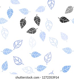 Light BLUE vector seamless abstract pattern with leaves. Brand new colored illustration in blurry style with leaves. Pattern for design of window blinds, curtains.