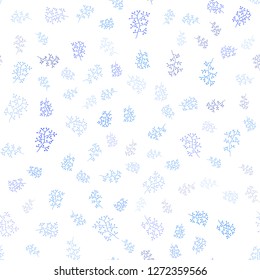Light BLUE vector seamless abstract pattern with leaves, branches. Creative illustration in blurred style with leaves, branches. Design for textile, fabric, wallpapers.