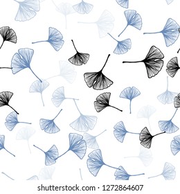 Light BLUE vector seamless abstract design with leaves. Shining colored illustration with leaves in doodle style. Template for business cards, websites.