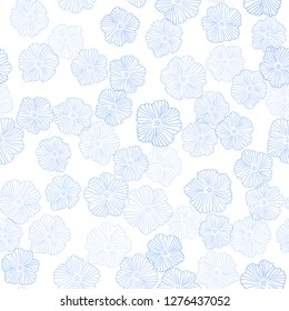 Light BLUE vector seamless abstract background with flowers. Flowers with gradient on white background. Design for wallpaper, fabric makers.