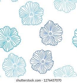 Light BLUE vector seamless abstract design with flowers. Flowers with gradient on white background. Design for textile, fabric, wallpapers.