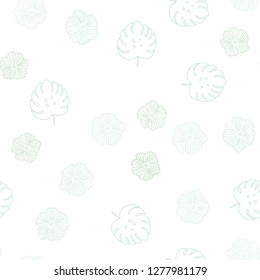 Light BLUE vector seamless abstract backdrop with flowers, leaves. Decorative design in Indian style on white background. Design for wallpaper, fabric makers.