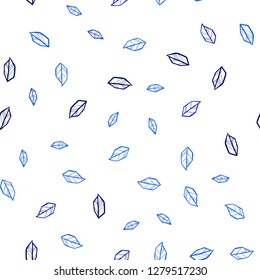 Light BLUE vector seamless abstract background with leaves. Decorative illustration with doodles on abstract template. Pattern for trendy fabric, wallpapers.