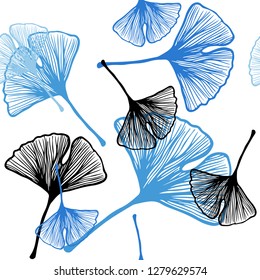 Light BLUE vector seamless abstract design with leaves. Blurred decorative design in Indian style with leaves. Design for textile, fabric, wallpapers.