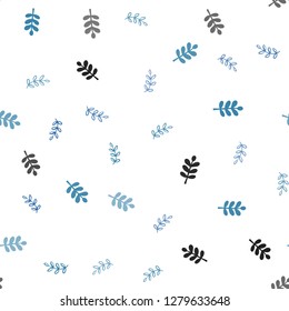 Light BLUE vector seamless abstract background with leaves. Colorful abstract illustration with leaves in doodle style. Design for textile, fabric, wallpapers.